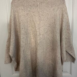 LOFT Speckled Cream Poncho Sweater